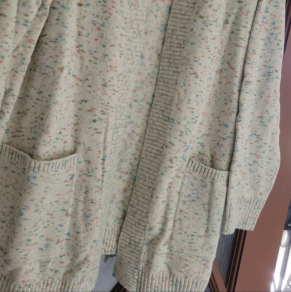 Belle Kim Gravel Cardigan Open Front Sweater Knit 1X - Picture 2 of 7